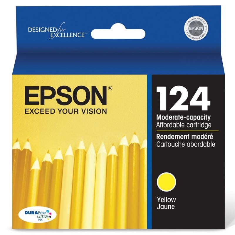 Epson 124 DuraBrite Ultra Yellow Ink Cartridge, T124420 (Min Order Qty 6) MPN:T124420-S