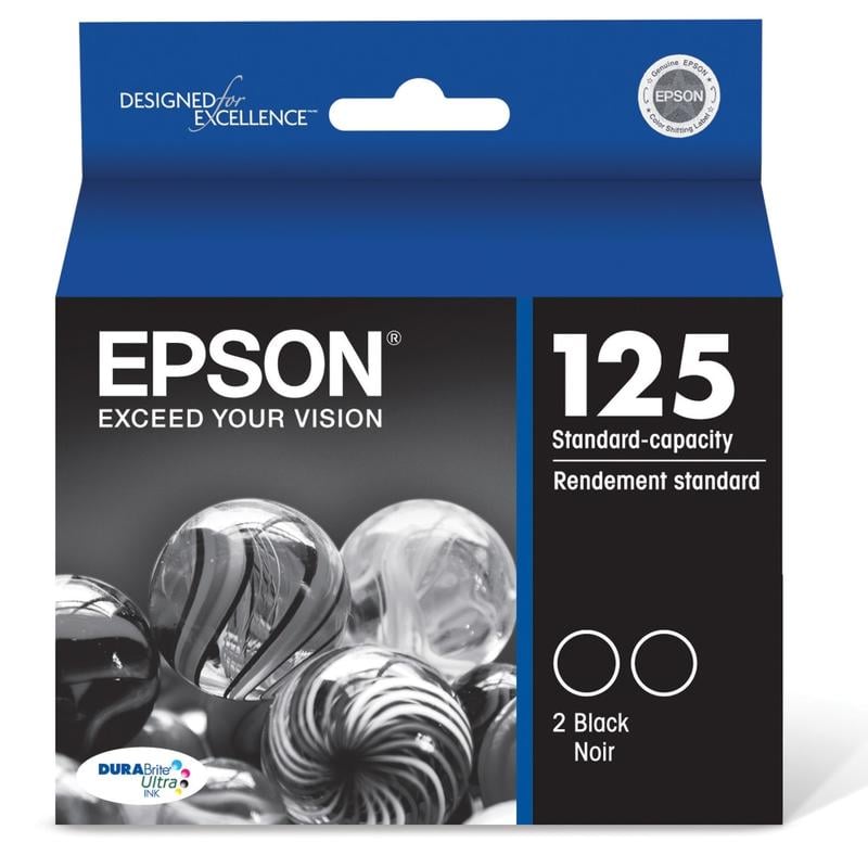 Epson 125 DuraBrite Ultra Black Ink Cartridges, Pack Of 2, T125120-D2 (Min Order Qty 2) MPN:T125120-D2