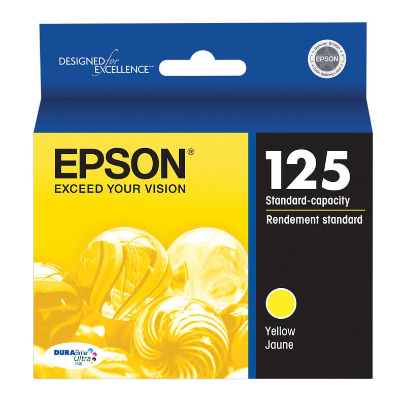 Epson 125 DuraBrite Ultra Yellow Ink Cartridge, T125420 (Min Order Qty 4) MPN:T125420-S