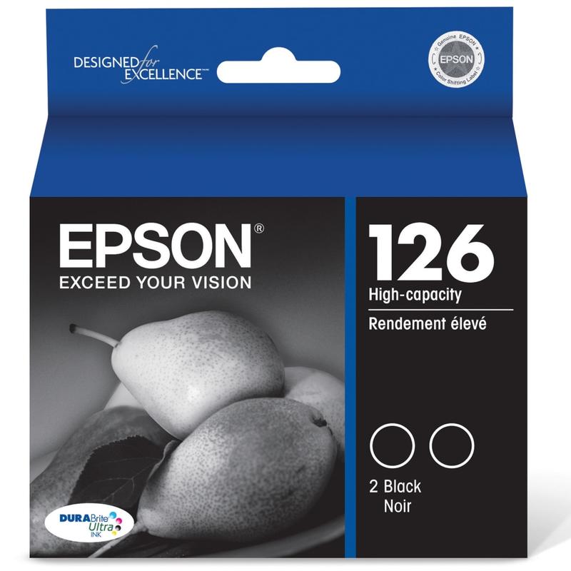 Epson 126 DuraBrite Black Ultra-High-Yield Ink Cartridges, Pack Of 2, T126120-D2 (Min Order Qty 2) MPN:T126120-D2