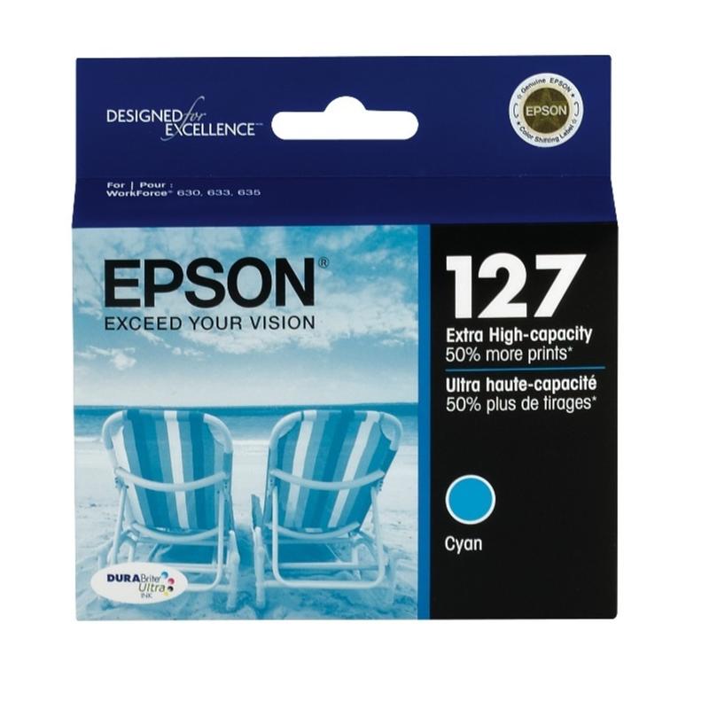 Epson 127 DuraBrite Ultra Cyan Ink Cartridge, T127220-S (Min Order Qty 3) MPN:T127220-S