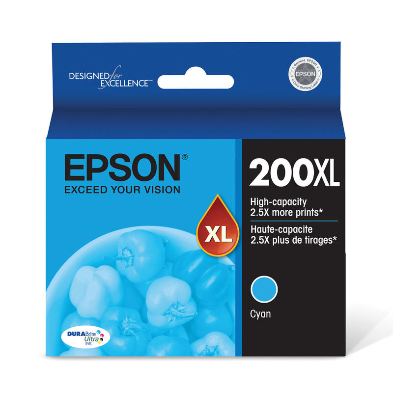 Epson 200XL DuraBrite Cyan Ultra-High-Yield Ink Cartridge, T200XL220-S (Min Order Qty 3) MPN:T200XL220-S