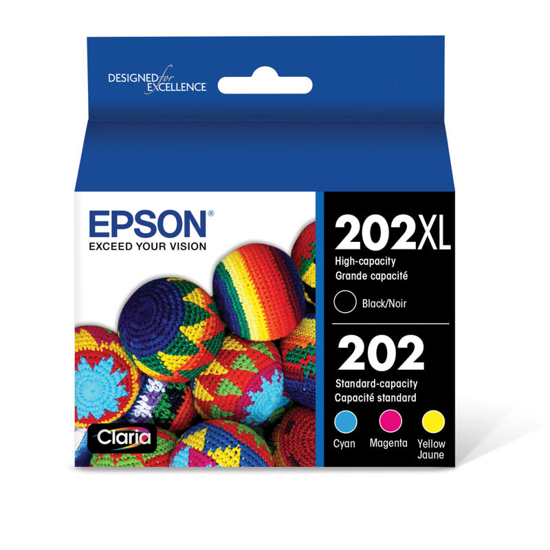 Epson 202XL Black/202 Claria Cyan; Magenta; Yellow High-Yield Ink Cartridges, Pack Of 4, T202XL-BCS MPN:T202XL-BCS