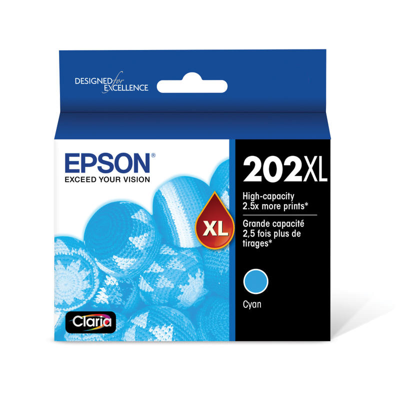 Epson 202XL Claria Cyan High-Yield Ink Cartridge, T202XL220-S (Min Order Qty 3) MPN:T202XL220S