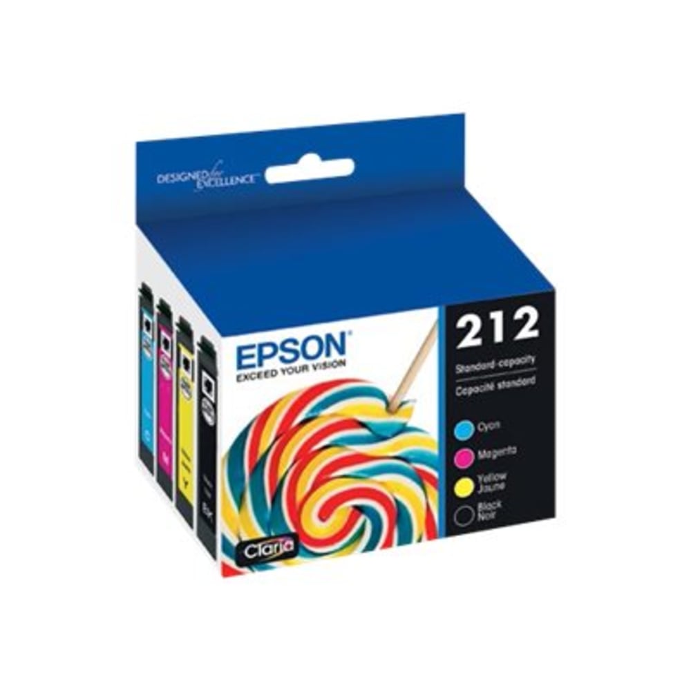 Epson 212 Claria Black And Cyan, Magenta, Yellow Ink Cartridges, Pack Of 4, T212120-BCS (Min Order Qty 2) MPN:T212120-BCS