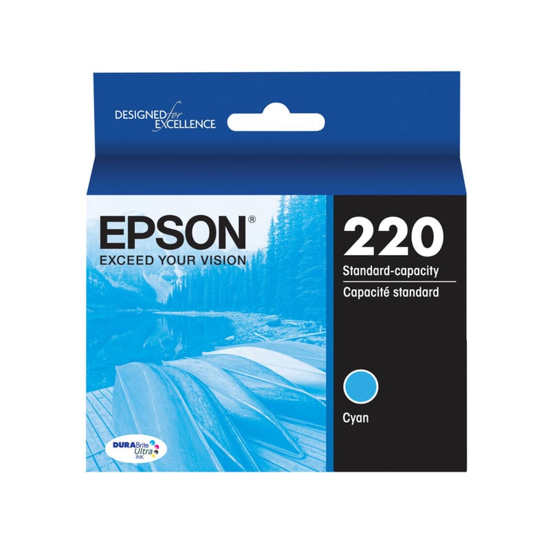 Epson 220 DuraBrite Ultra Cyan Ink Cartridge, T220220-S (Min Order Qty 6) MPN:T220220-S