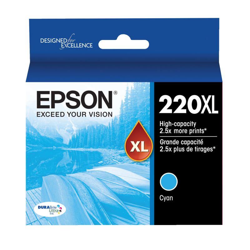 Epson 220XL DuraBrite Cyan Ultra-High-Yield Ink Cartridge, T220XL220-S (Min Order Qty 3) MPN:T220XL220-S