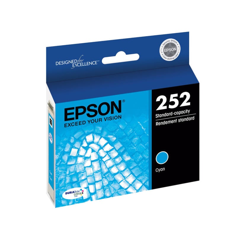 Epson 252 DuraBrite Ultra Cyan Ink Cartridge, T252220-S (Min Order Qty 4) MPN:T252220-S