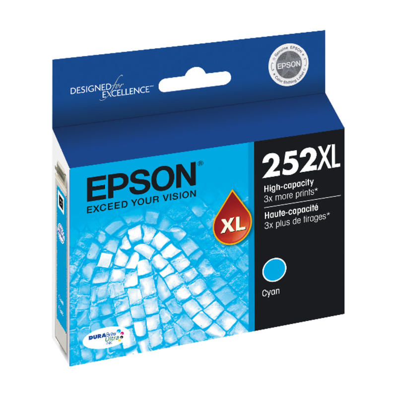 Epson 252XL DuraBrite Cyan Ultra-High-Yield Ink Cartridge, T252XL220-S (Min Order Qty 2) MPN:T252XL220-S