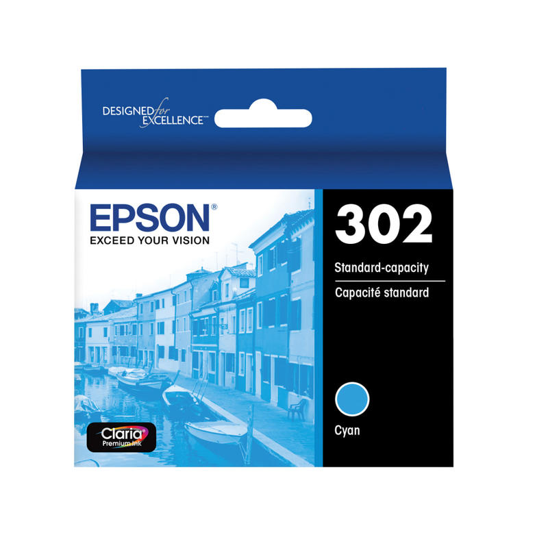 Epson 302 Claria Premium Cyan Ink Cartridge, T302220-S (Min Order Qty 4) MPN:T302220-S