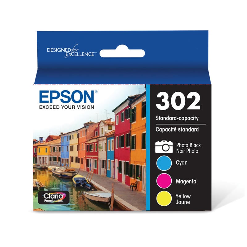 Epson 302 Claria Premium Photo Cyan, Magenta, Yellow Ink Cartridges, Pack Of 3, T302520-S MPN:T302520-S