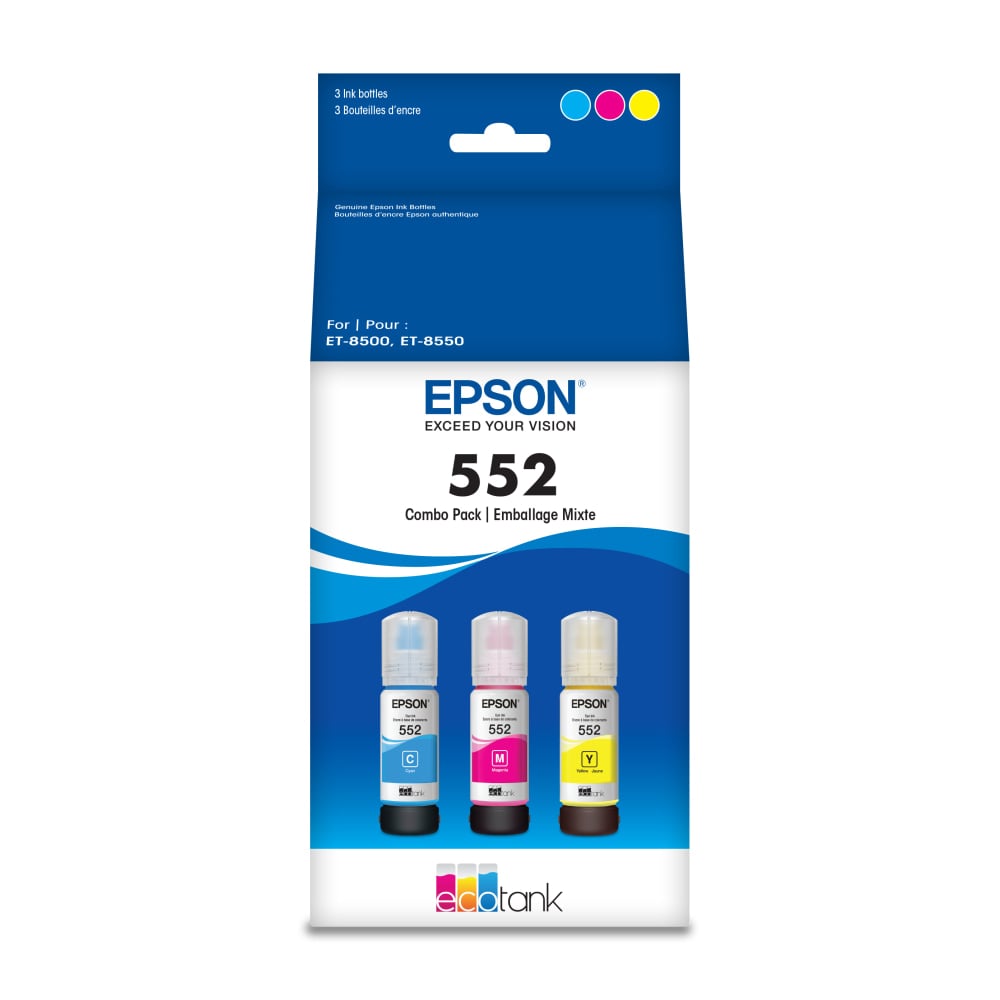 Epson 552 Claria ET Premium Cyan; Magenta; Yellow High-Yield Ink Bottles, Pack Of 3, T552620-S MPN:T552620-S