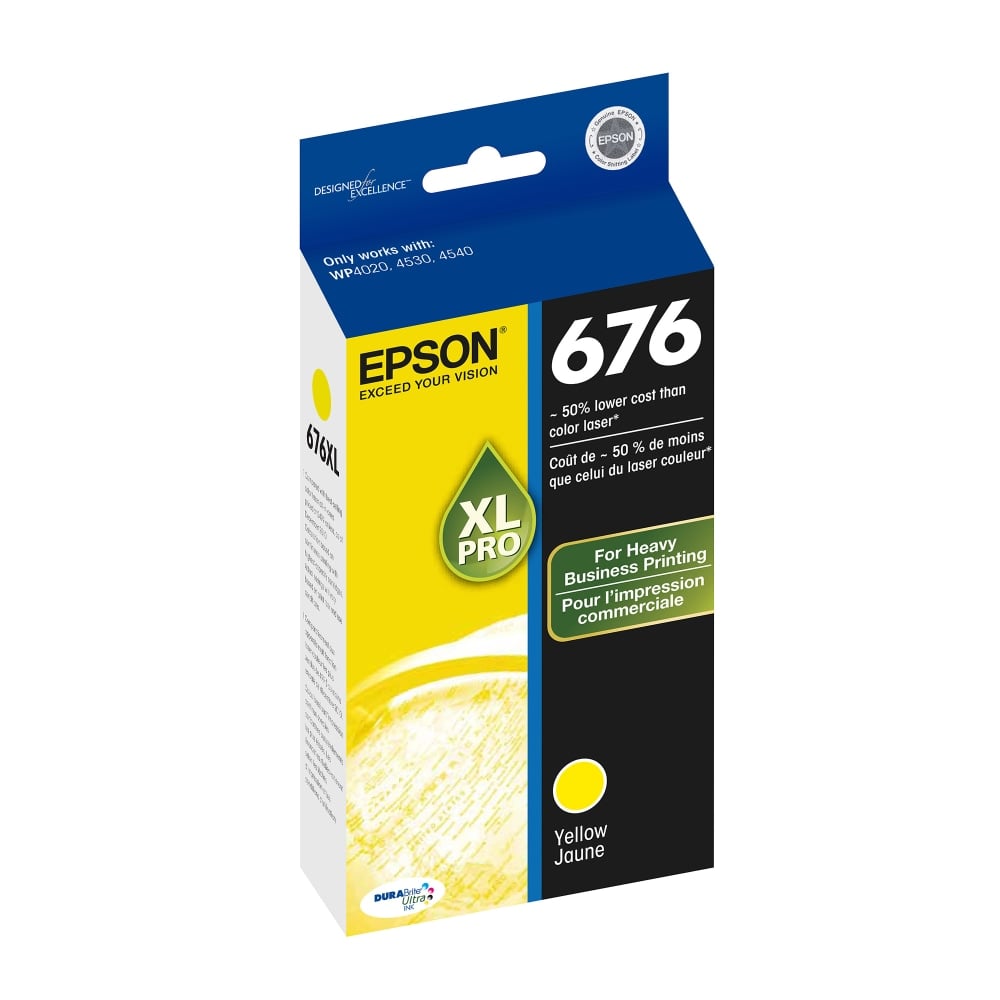 Epson 676XL DuraBrite Yellow Ultra-High-Yield Ink Cartridge, T676XLXL420-S (Min Order Qty 2) MPN:T676XL420-S