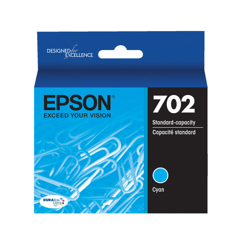 Epson 702 DuraBrite Ultra Cyan Ink Cartridge, T702220-S (Min Order Qty 3) MPN:T702220-S