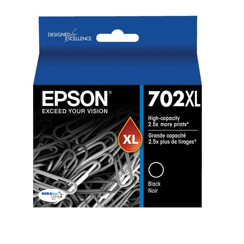 Epson 702XL DuraBrite Black High-Yield Ink Cartridge, T702XL120-S (Min Order Qty 2) MPN:T702XL120-S