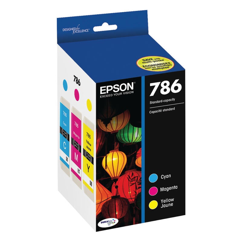 Epson 786 DuraBrite Cyan, Magenta, Yellow Ultra Ink Cartridges, Pack Of 3, T786520-S MPN:T786520-S