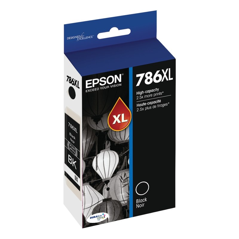 Epson 786XL DuraBrite Black High Yield Ink Cartridge, T786XL120-S (Min Order Qty 2) MPN:T786XL120-S