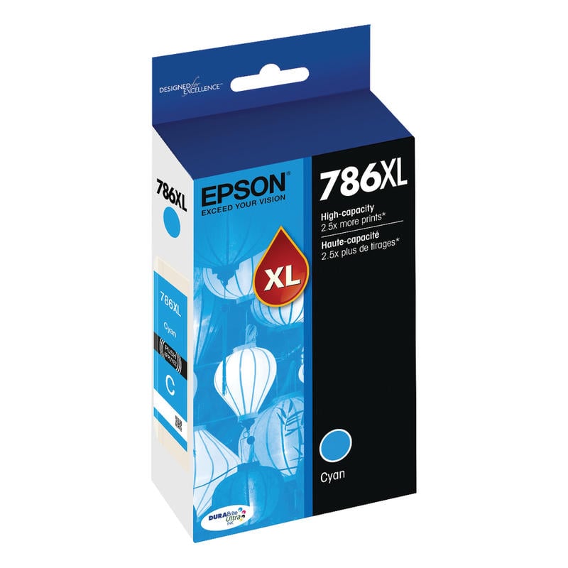 Epson 786XL DuraBrite Cyan Ultra-High-Yield Ink Cartridge, T786XL220-S (Min Order Qty 2) MPN:T786XL220-S