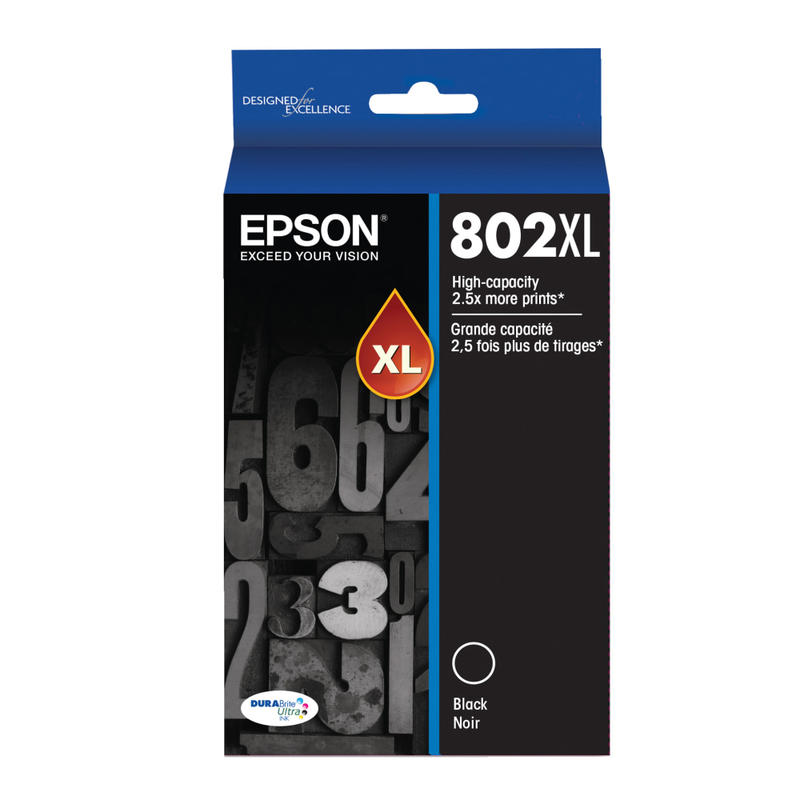 Epson 802 DuraBrite Ultra High-Yield Black Ink Cartridge, T802XL120-S (Min Order Qty 2) MPN:T802XL120-S