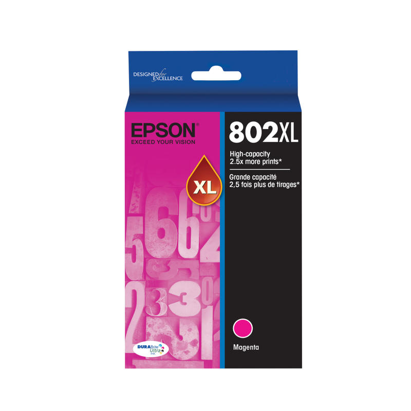 Epson 802XL DuraBrite Ultra High-Yield Magenta Ink Cartridge, T802XL320-S (Min Order Qty 2) MPN:T802XL320-S