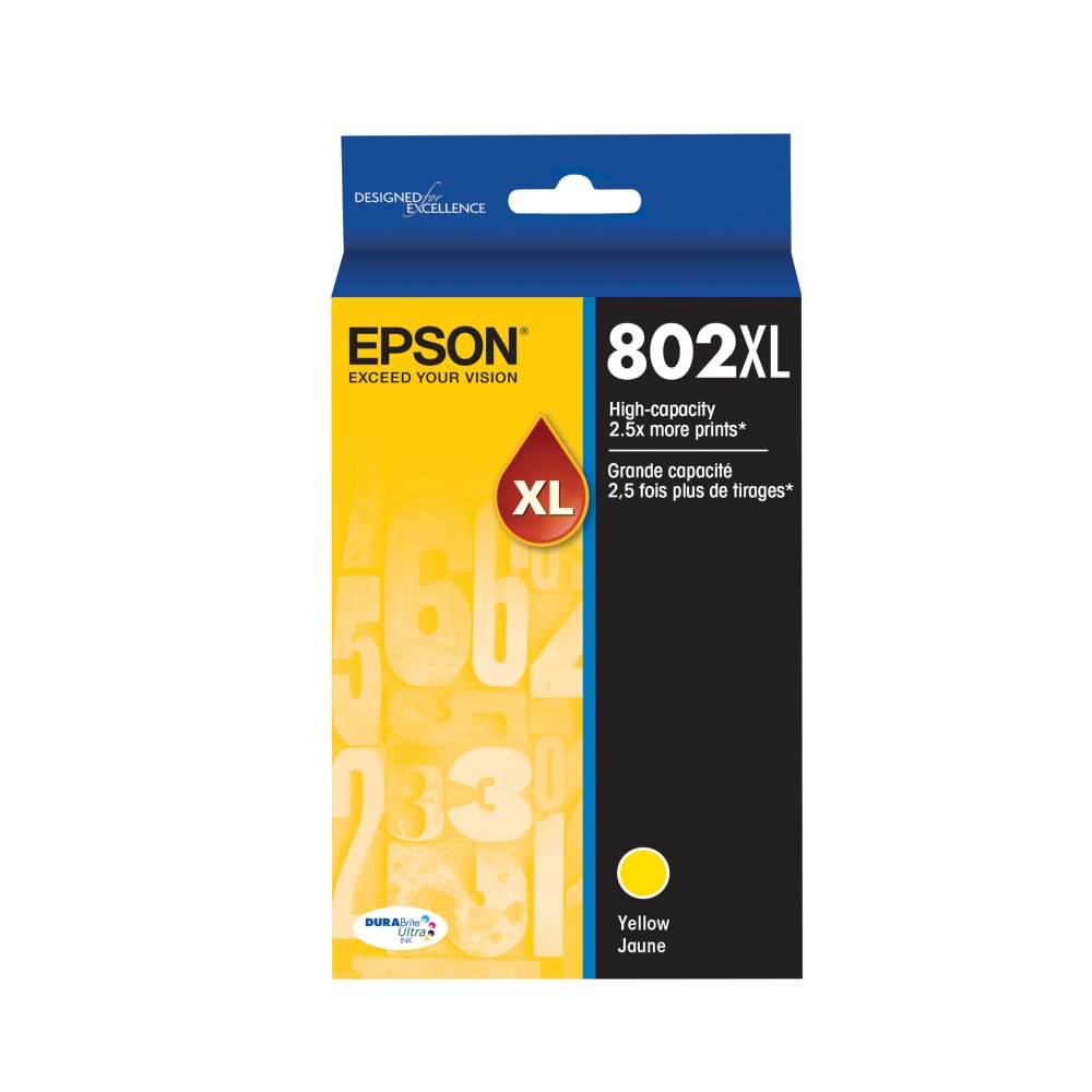 Epson 802XL DuraBrite Ultra High-Yield Yellow Ink Cartridge, T802XL420-S (Min Order Qty 2) MPN:T802XL420-S