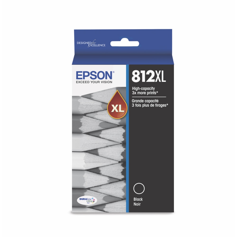 Epson 812XL DuraBrite Black High-Yield Ink Cartridge, T812XL120-S (Min Order Qty 2) MPN:T812XL120-S