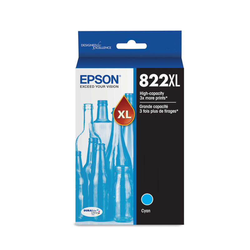 Epson 822XL DuraBrite Cyan High-Yield Ink Cartridge, T822XL220-S (Min Order Qty 2) MPN:T822XL220-S