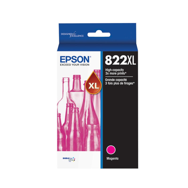 Epson 822XL DuraBrite Magenta High-Yield Ink Cartridge, T822XL320-S (Min Order Qty 2) MPN:T822XL320-S