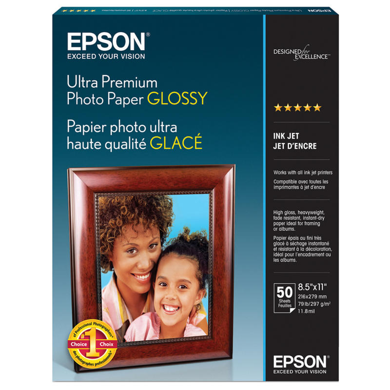 Epson Ultra Premium Glossy Photo Paper, Letter Size (8 1/2in x 11in), 79 Lb, Pack Of 50 Sheets, #S042175 (Min Order Qty 2) MPN:S042175