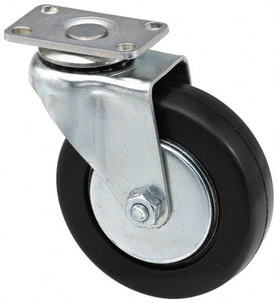 Swivel Top Plate Caster: Hard Rubber, 5