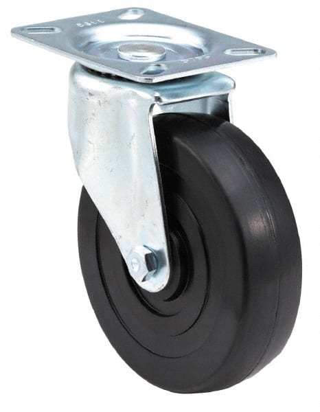 Swivel Top Plate Caster: Soft Rubber, 6