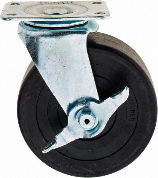 Swivel Top Plate Caster: Hard Rubber, 5