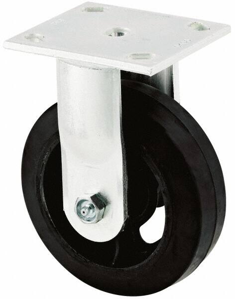 Rigid Top Plate Caster: Rubber, 8