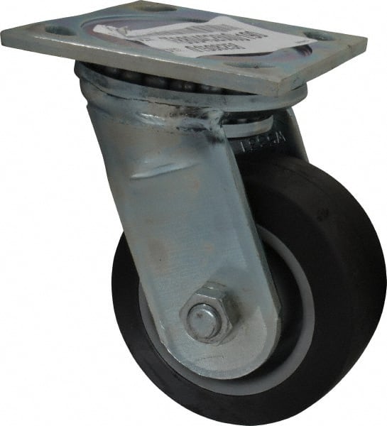 Swivel Top Plate Caster: Thermoplastic Rubber, 4