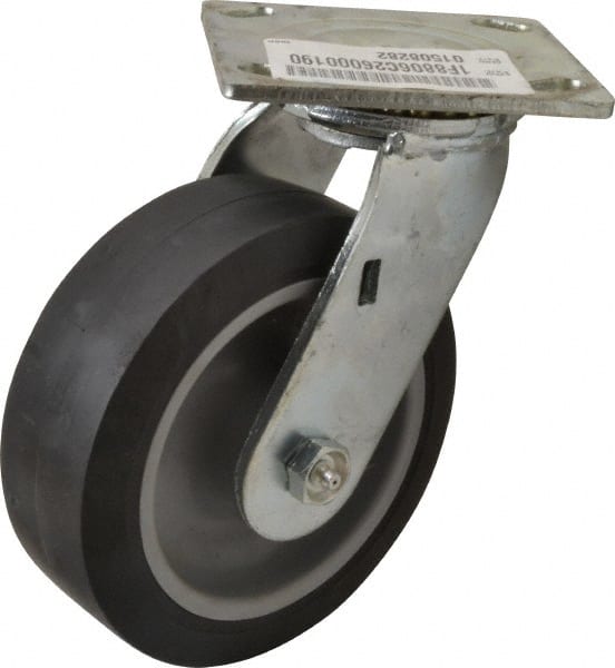 Swivel Top Plate Caster: Thermoplastic Rubber, 6