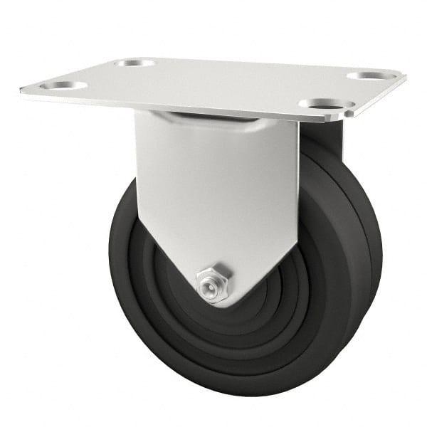 Rigid Top Plate Caster: Soft Rubber, 4