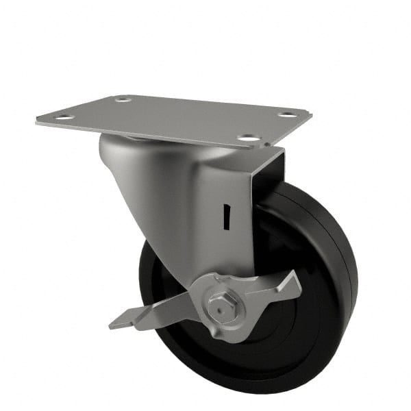 Swivel Top Plate Caster: Soft Rubber, 3