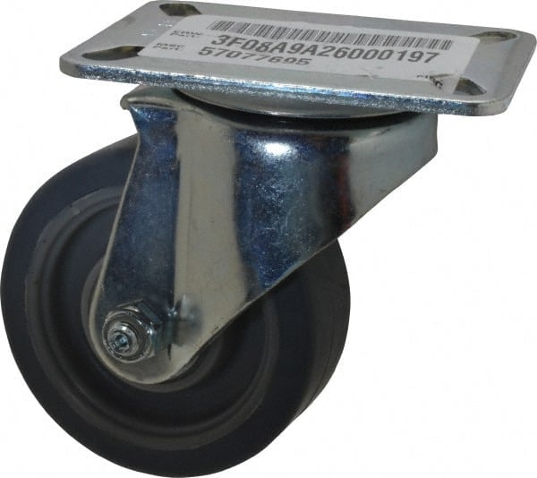 Swivel Top Plate Caster: Thermoplastic Rubber, 3-1/2