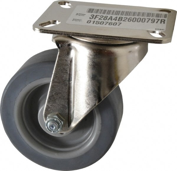 Swivel Top Plate Caster: Thermoplastic Rubber, 4