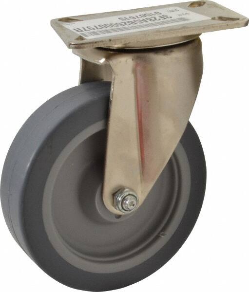 Swivel Top Plate Caster: Thermoplastic Rubber, 5