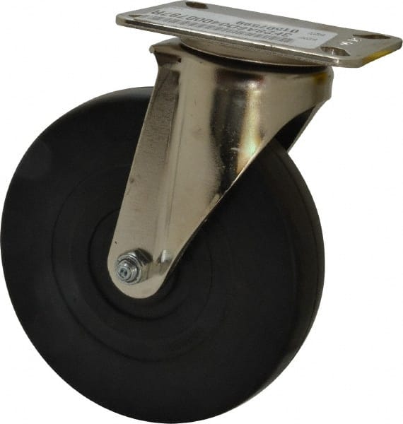 Swivel Top Plate Caster: Soft Rubber, 6