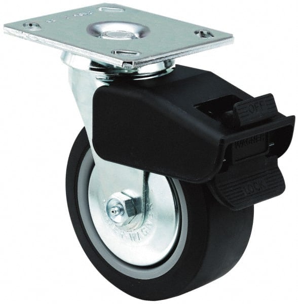 Swivel Top Plate Caster: Thermoplastic Rubber, 4