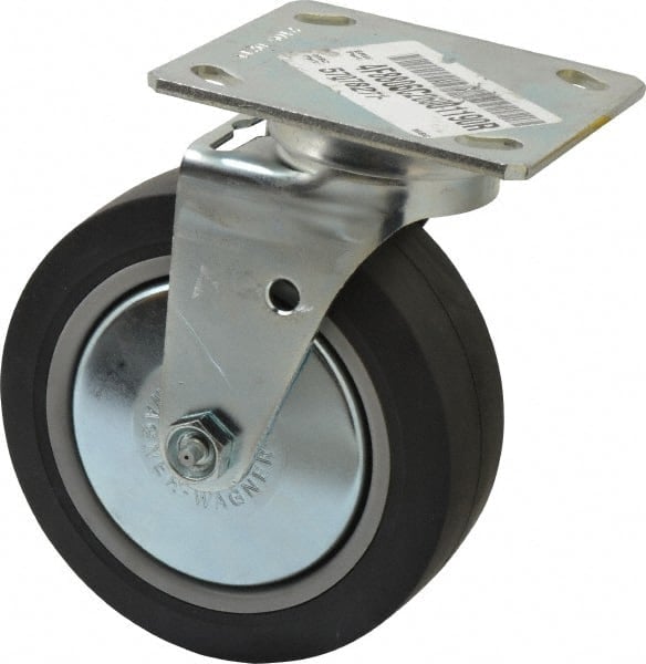 Rigid & Swivel Top Plate Caster: Thermoplastic Rubber, 6