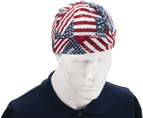 Tie Hat: Size Universal, Blue, Red & White, Elastic Band, Low-Profile, Machine Washable, Moisture Wicking & Terry Cloth Sweatband MPN:12477