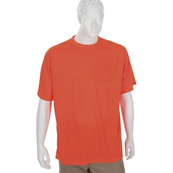 Work Shirt: High-Visibility, Large, Polyester, Orange, 1 Pocket MPN:21564