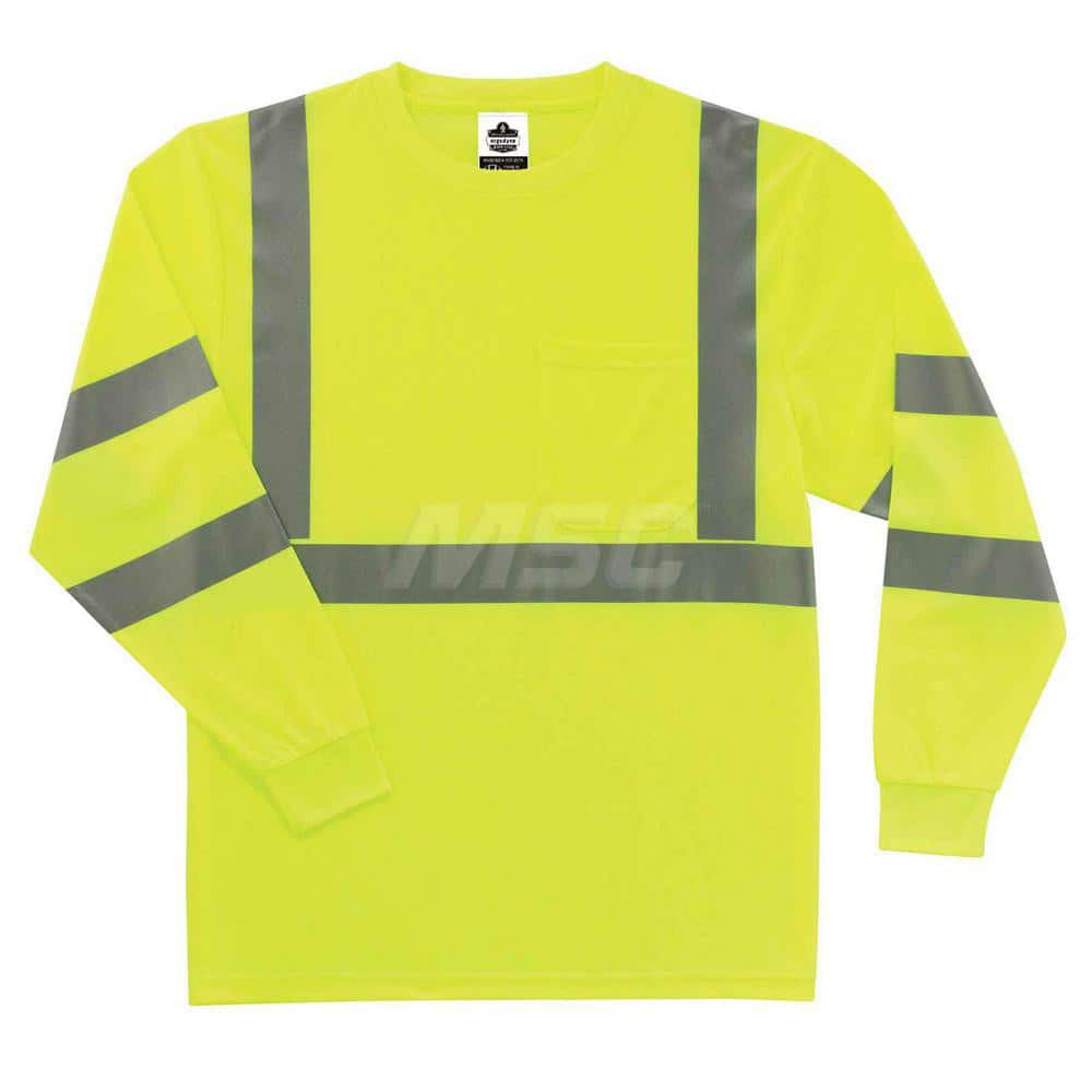 Work Shirt: High-Visibility, 2X-Large, Polyester, Lime, 1 Pocket MPN:21706