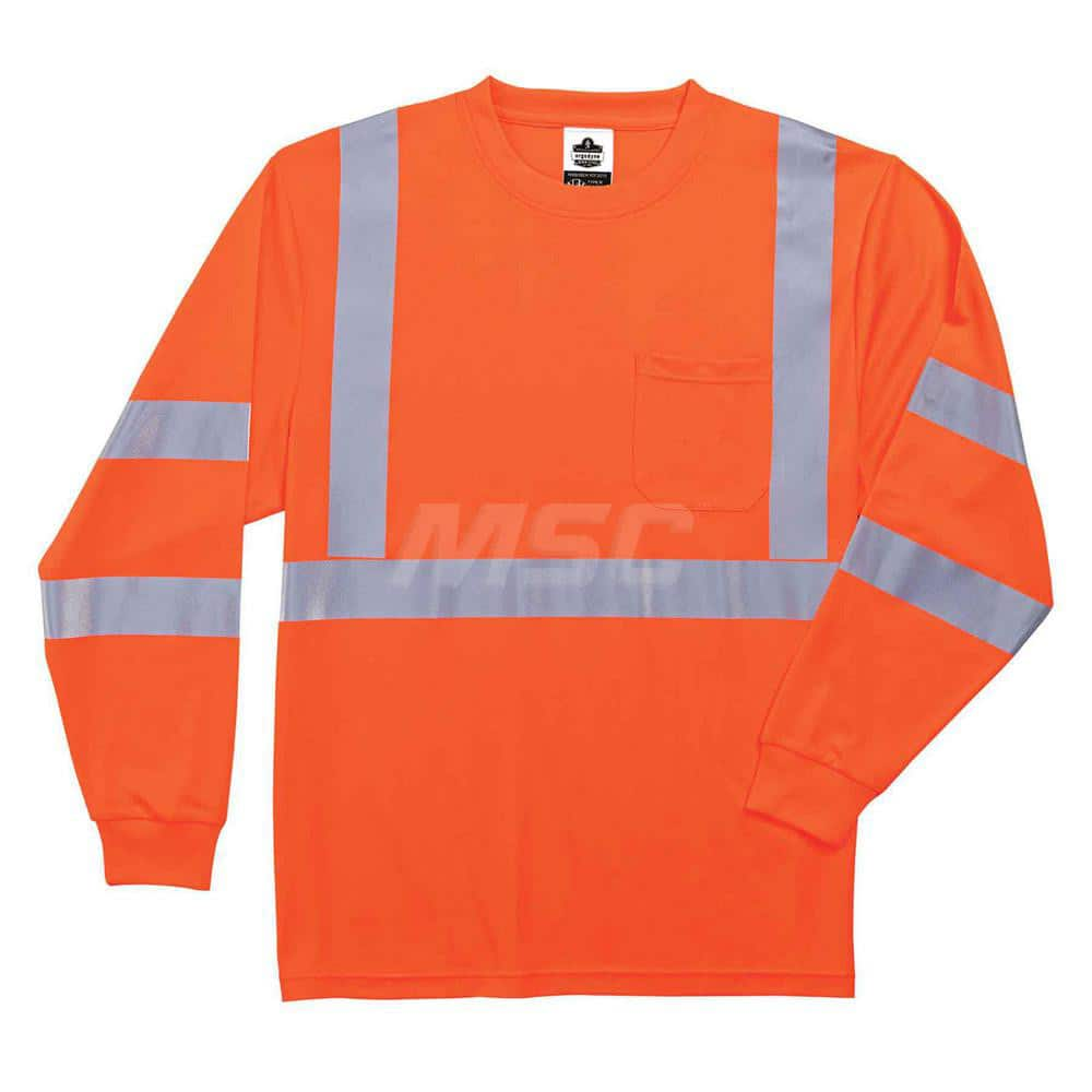 Work Shirt: High-Visibility, X-Large, Polyester, Orange, 1 Pocket MPN:21715