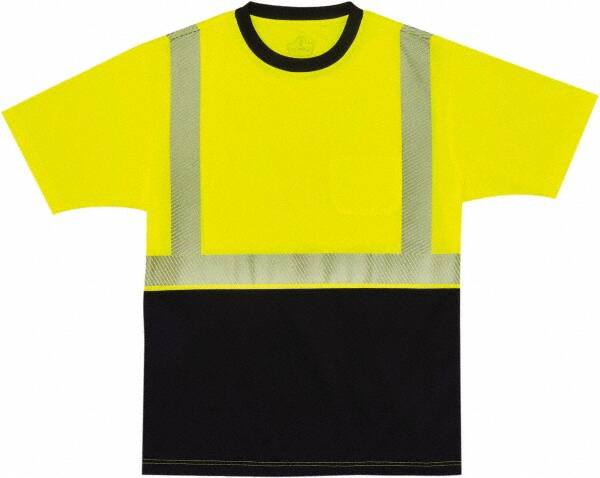 Work Shirt: High-Visibility, Large, Polyester, Black & Lime, 1 Pocket MPN:22534