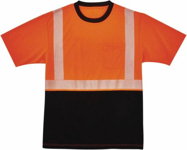 Work Shirt: High-Visibility, X-Large, Polyester, Black & Orange, 1 Pocket MPN:22585