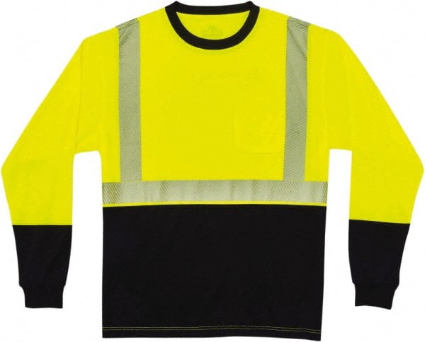Work Shirt: High-Visibility, Medium, Polyester, Black & Lime, 1 Pocket MPN:22633
